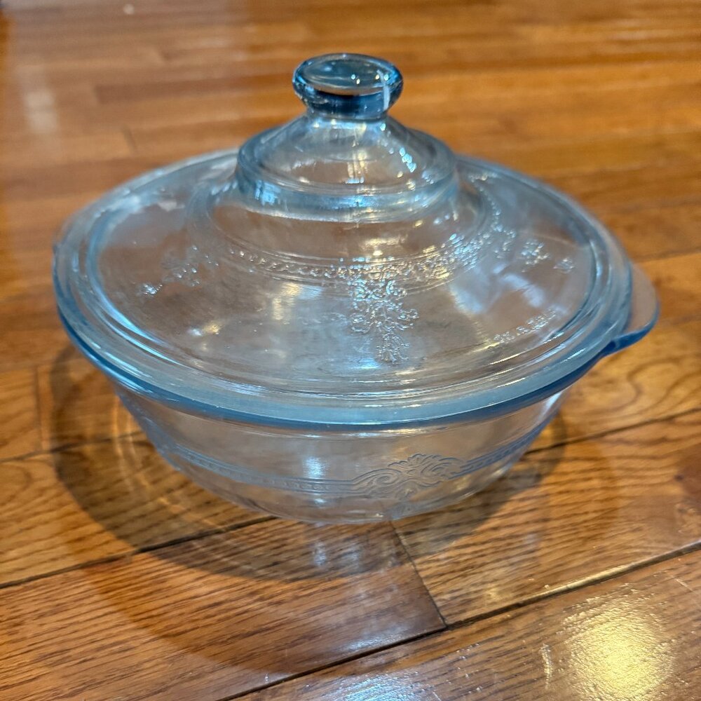 Vintage Fire King Glassware 9" Pie Plate and 7" Bowl Decorated Bottom & Sides
